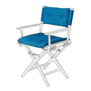 Cushion Set for Teak Directors Chair and Helmsman Seat - Forza Blue