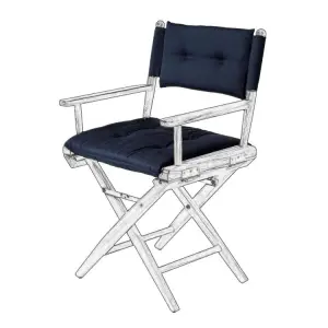 Cushion Set for Teak Directors Chair and Helmsman Seat - Navy