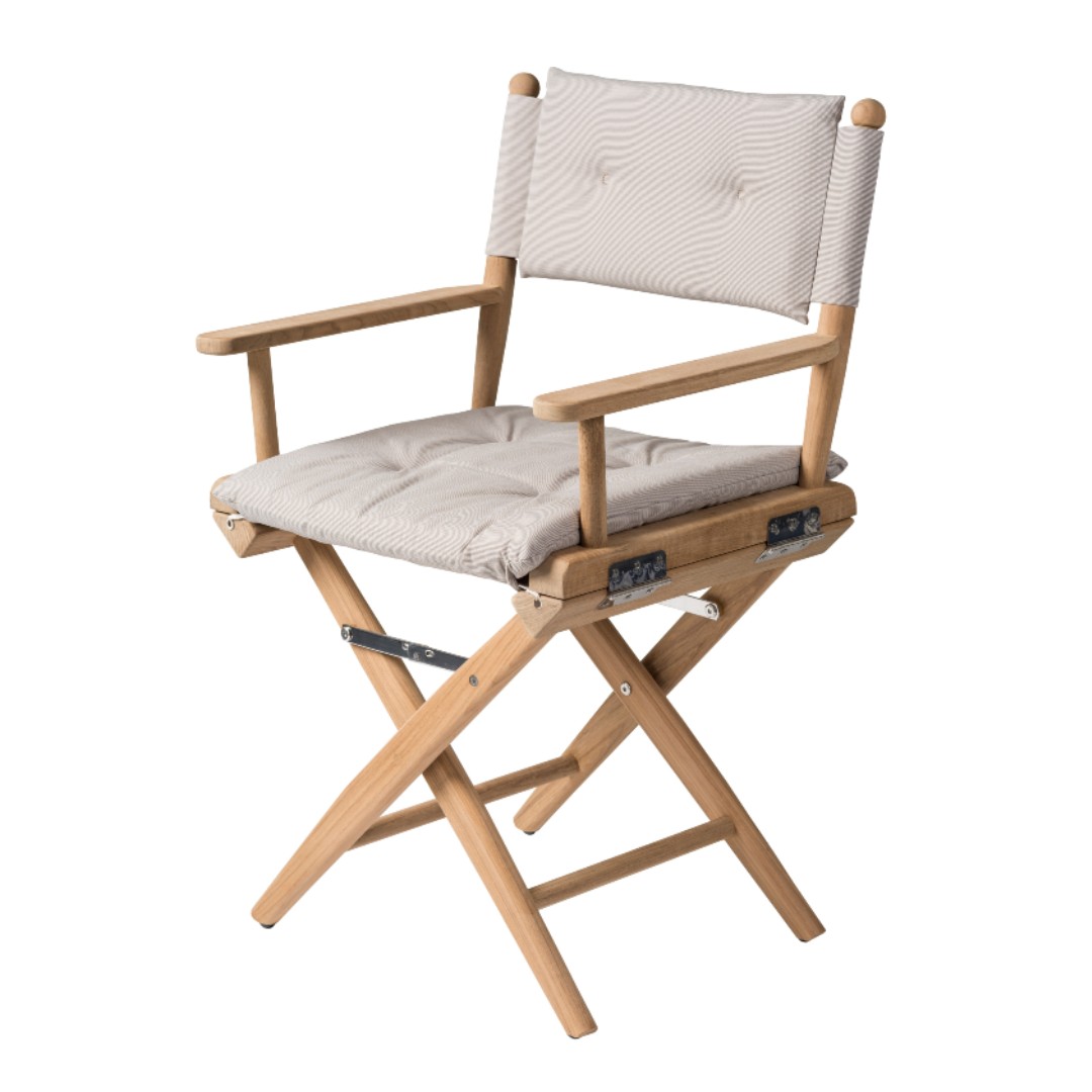 Solid Teak Directors Chair with Forza Sand Cushion Cquip