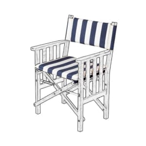 Cushion Set for Teak Directors Chair II and Helmsman Seat II - Navy/White
