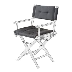 Cushion Set for Teak Directors Chair and Helmsman Seat - Forza Charcoal