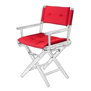 Cushion Set for Teak Directors Chair and Helmsman Seat - Forza Red