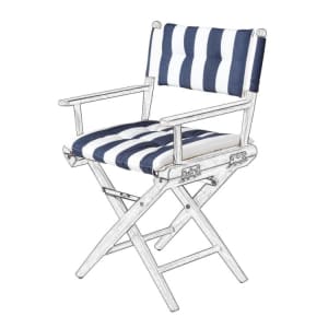 Cushion Set for Teak Directors Chair and Helmsman Seat - Navy/White