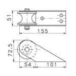 10-11882-304-Stainless-Steel-Bow-Roller-measure