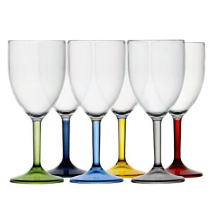 Wine Glasses with Coloured Bases (Set of 6)