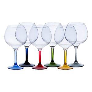 Gin Glasses with Coloured Bases (Set of 6)