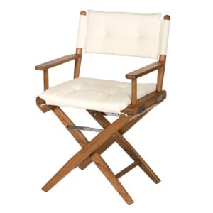 Solid Teak Directors Chair with Cream Cushion