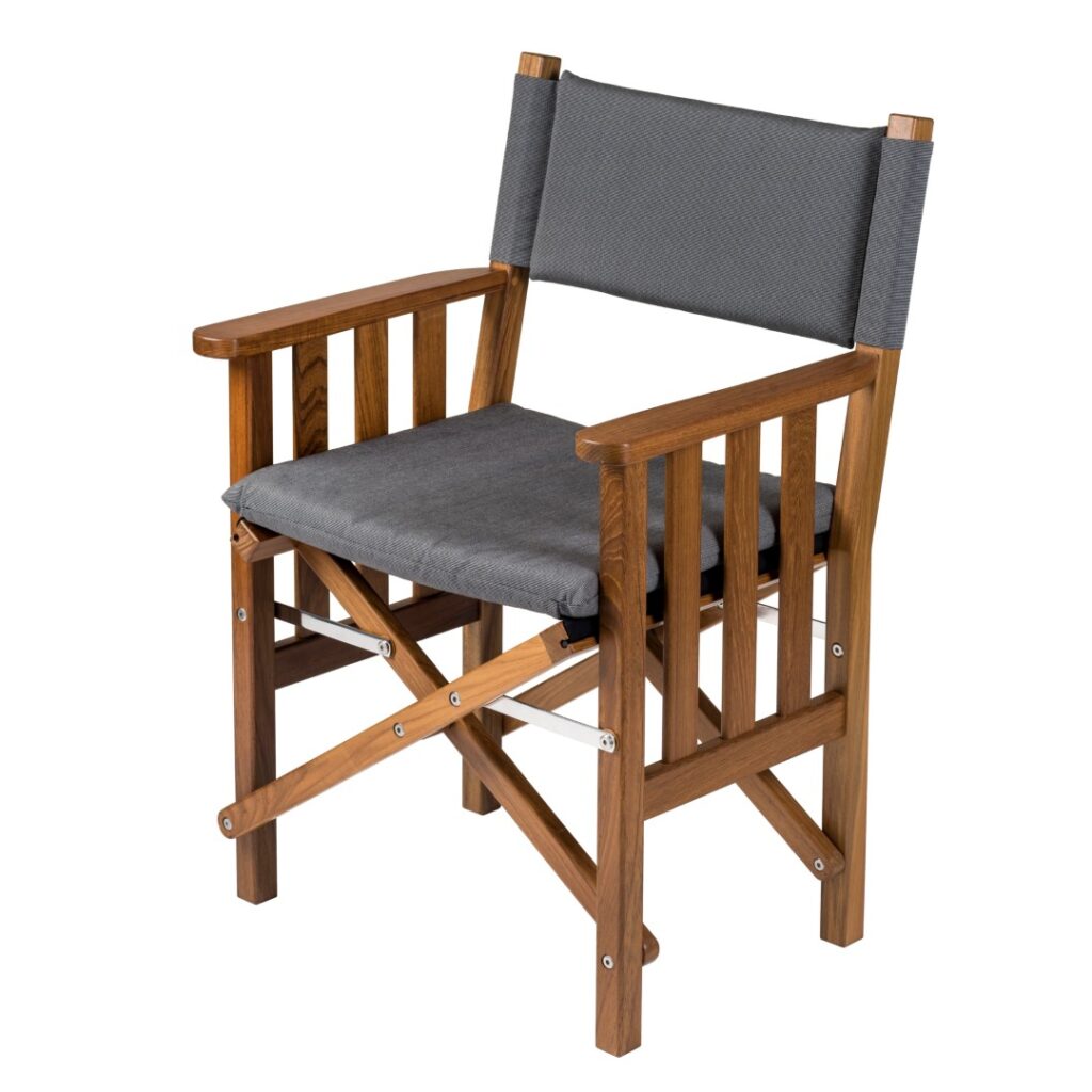 Solid Teak Directors Chair II with Forza Black Cushion