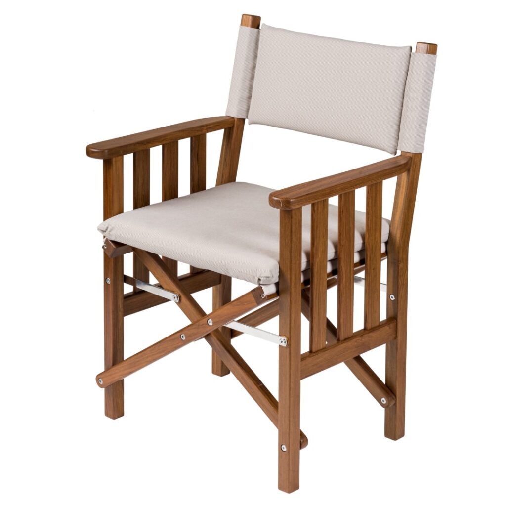Solid Teak Directors Chair II with Forza Sand Cushion