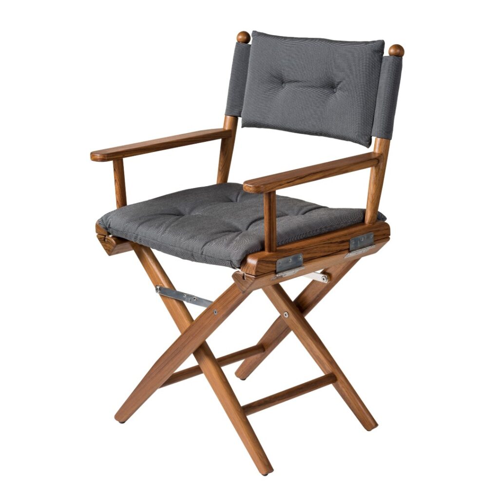 Solid Teak Directors Chair with Forza Black Cushion