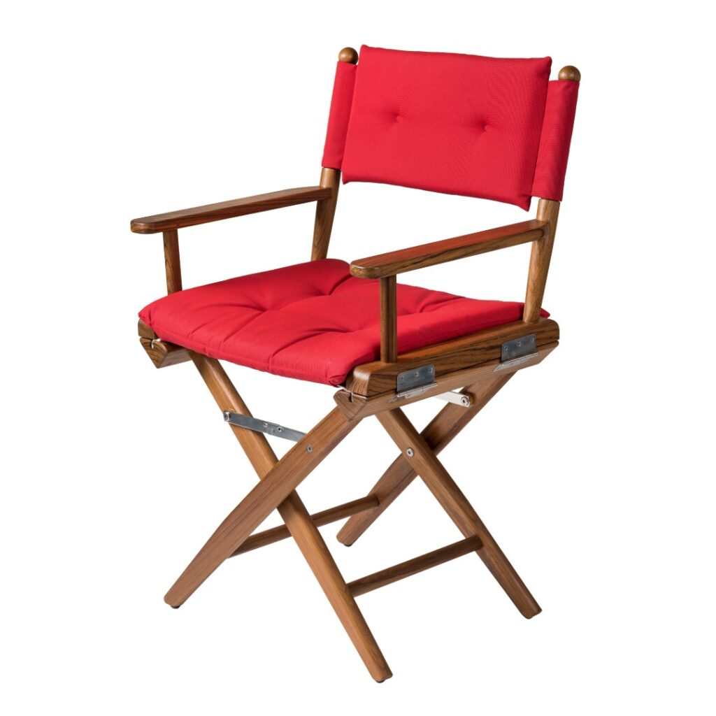 Solid Teak Directors Chair with Forza Red Cushion