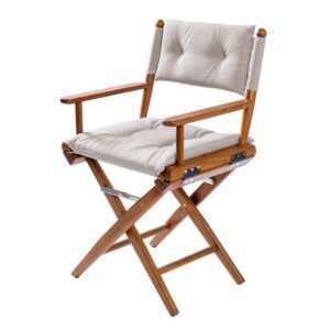 Solid Teak Directors Chair with Forza Sand Cushion