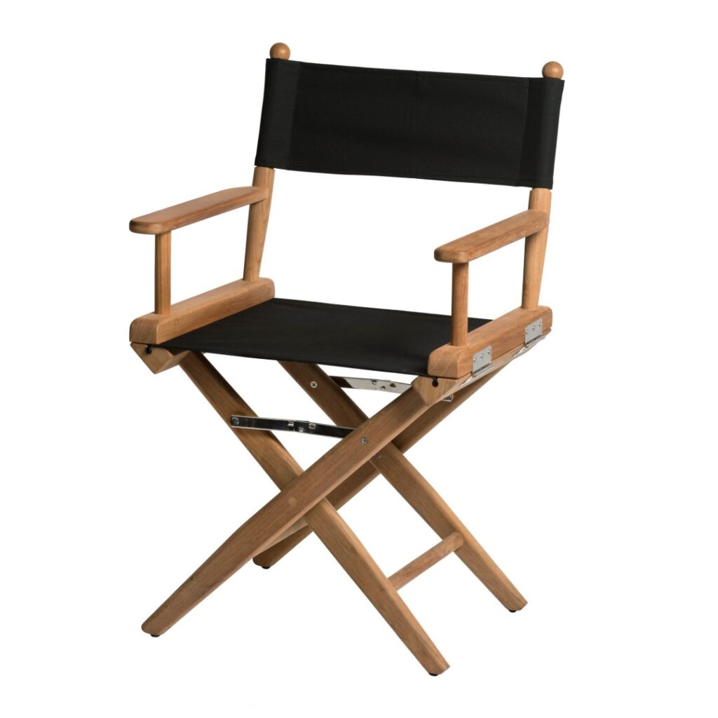 Solid Teak Directors Chair with Black Canvas