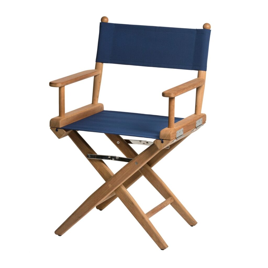 Solid Teak Directors Chair with Navy Canvas
