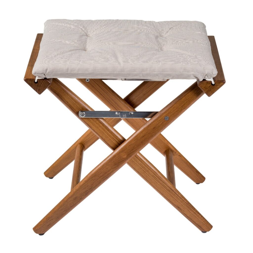 Solid Teak Directors Stool with Forza Sand Cushion